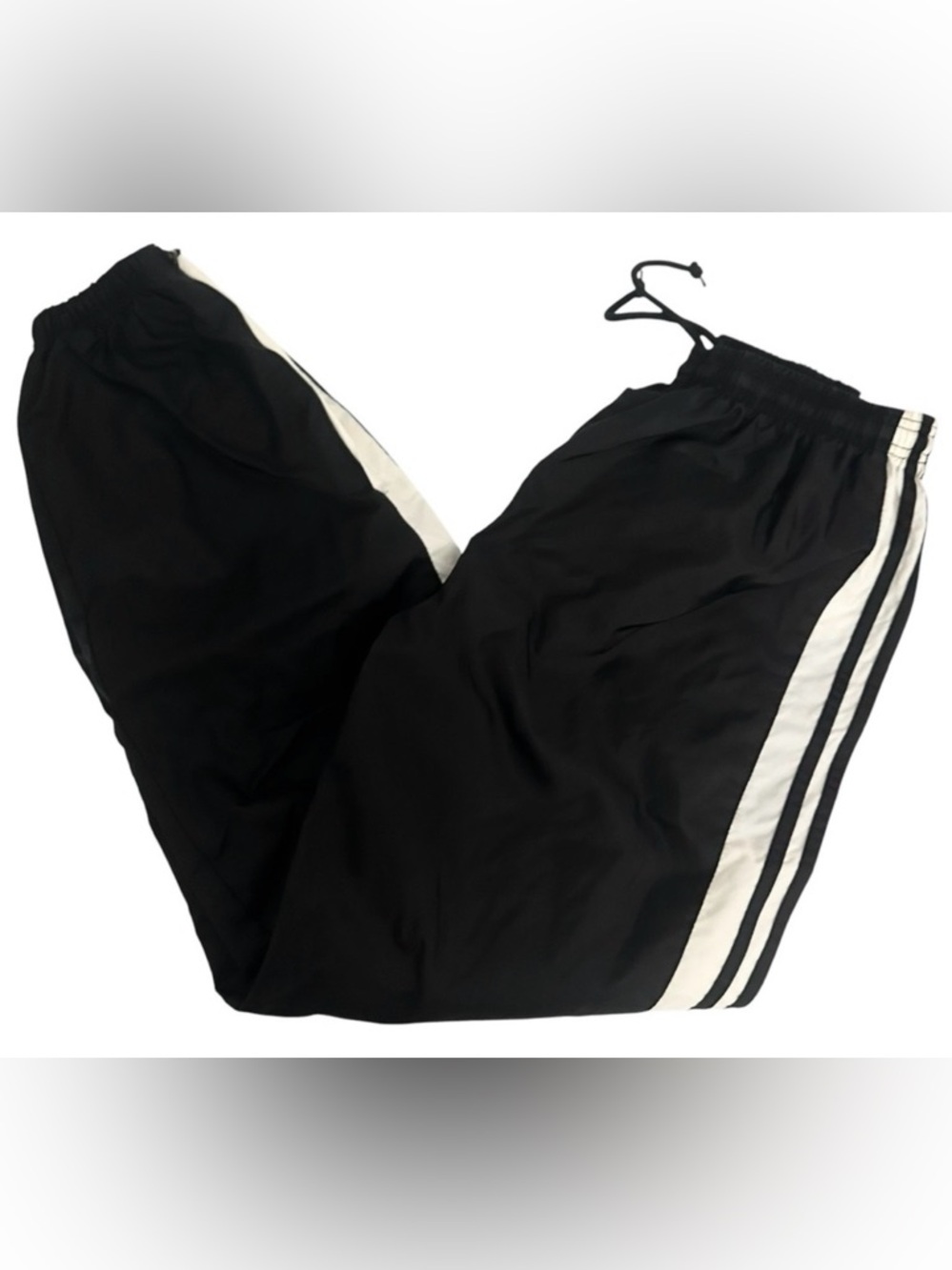 Adidas Track Pants M (10-12) Black Zipper Cinched Cuffs Drawstring